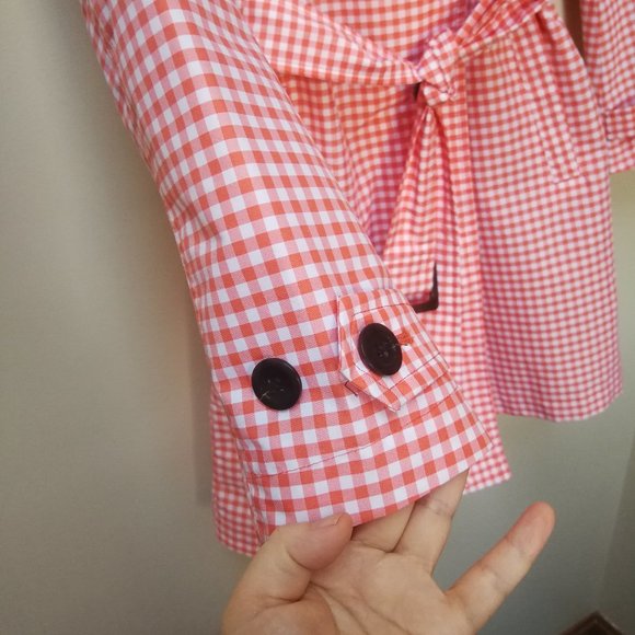 🌻 Lands' End Orange Plaid Rain Coat - Picture 6 of 10